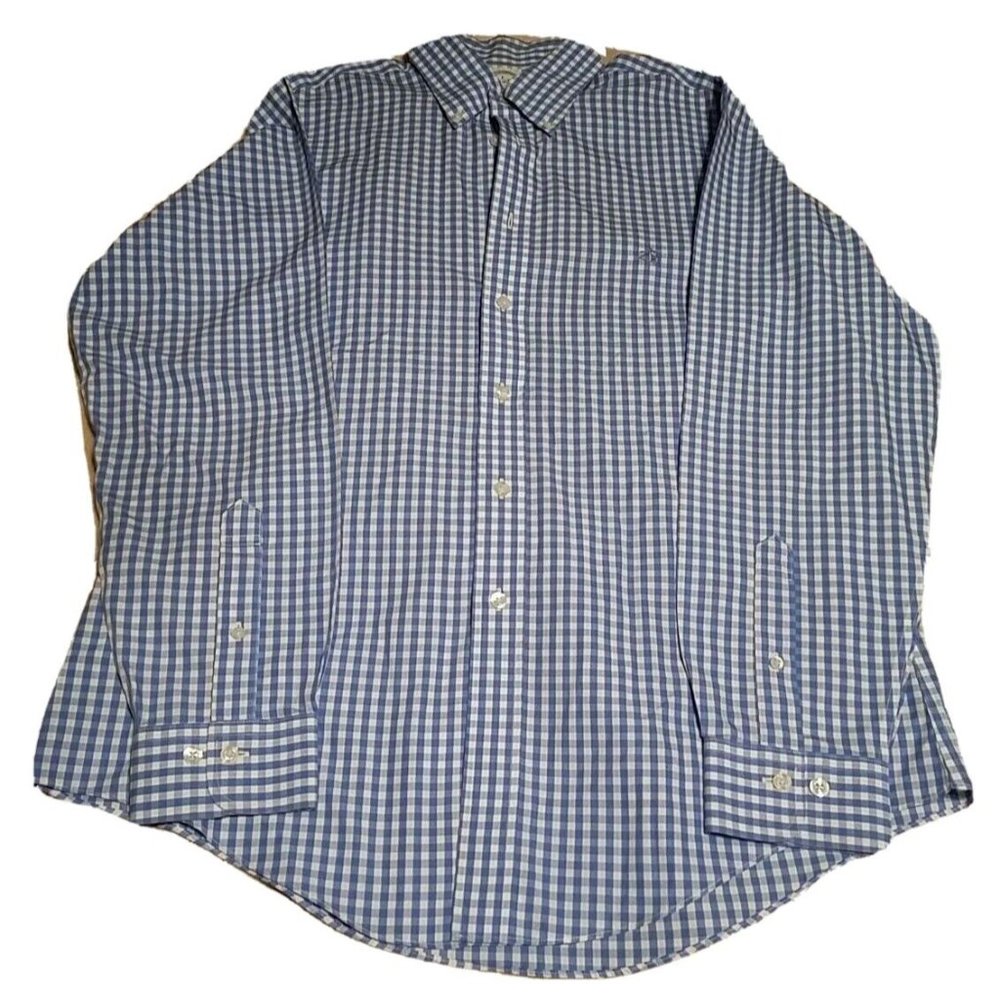 Brooks Brothers Men's Long Sleeve Button Up Shirt Size Large Blue Check  C